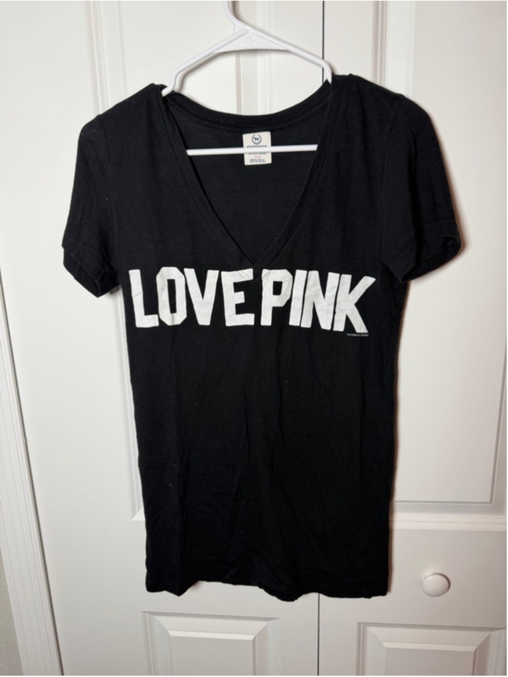 PINK Victoria's Secret Black Love Pink Short Sleeve Tee S